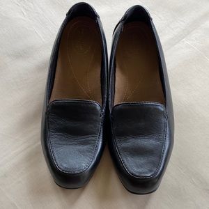 Clarks Artisan black loafers. US6.5 extra wide. Like new. Only worn once.
